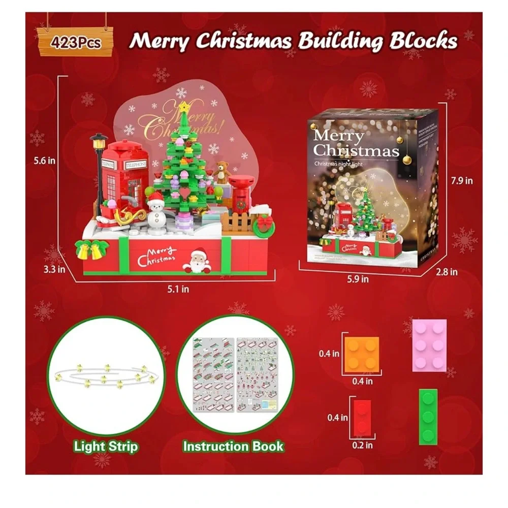 Christmas Building Block Set with Tree and Snowman